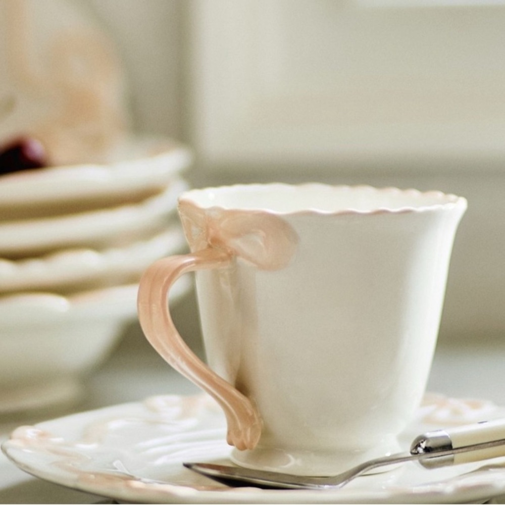 Anthropologie Benedita Bow Stoneware Mug